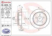 Brzdový kotouč BREMBO 08.A636.11 Brzdový kotouč BREMBO 08.A636.11