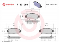 Sada brzdových destiček BREMBO P83050 - TOYOTA Sada brzdových destiček BREMBO P83050 - TOYOTA