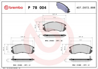 Sada brzdových destiček BREMBO P78004 - SUBARU