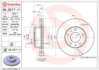 Brzdový kotouč BREMBO 09.D017.11 - CITROËN, FIAT, PEUGEOT