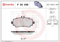 Sada brzdových destiček BREMBO P50036 - MERCEDES-BENZ Sada brzdových destiček BREMBO P50036 - MERCEDES-BENZ