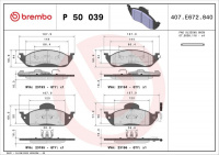 Sada brzdových destiček BREMBO P50039 Sada brzdových destiček BREMBO P50039