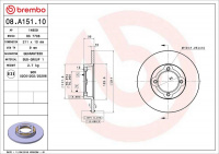 Brzdový kotouč BREMBO 08.A151.10 - DAIHATSU Brzdový kotouč BREMBO 08.A151.10 - DAIHATSU