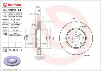 Brzdový kotouč BREMBO 09.9928.14 - CITROËN, PEUGEOT
