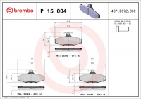 Sada brzdových destiček BREMBO P15004 - DAEWOO, SSANGYONG