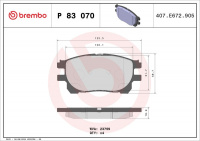 Sada brzdových destiček BREMBO P83070 - TOYOTA Sada brzdových destiček BREMBO P83070 - TOYOTA