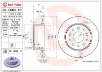 Brzdový kotouč BREMBO 09.C663.11 - CITROËN, FIAT, PEUGEOT