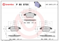 Sada brzdových destiček BREMBO P85075X Sada brzdových destiček BREMBO P85075X