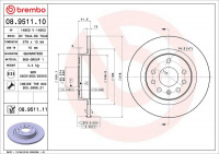 Brzdový kotouč BREMBO 08.9511.10 Brzdový kotouč BREMBO 08.9511.10