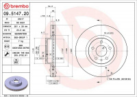 Brzdový kotouč BREMBO 09.5147.20 - LANCIA Brzdový kotouč BREMBO 09.5147.20 - LANCIA