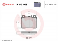 Sada brzdových destiček BREMBO P50018 - MERCEDES-BENZ