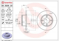 Brzdový kotouč BREMBO 08.5636.20 - CITROËN