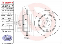 Brzdový kotouč BREMBO 08.A355.11 Brzdový kotouč BREMBO 08.A355.11