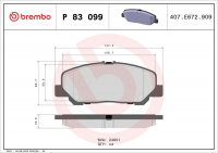 Sada brzdových destiček BREMBO P83099 Sada brzdových destiček BREMBO P83099