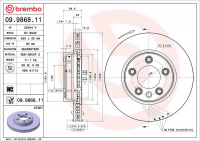 Brzdový kotouč BREMBO 09.9868.11 - PORSCHE, VW Brzdový kotouč BREMBO 09.9868.11 - PORSCHE, VW