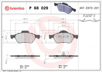Sada brzdových destiček BREMBO P68029 - RENAULT