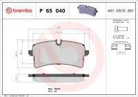 Sada brzdových destiček BREMBO P65040 - PORSCHE Sada brzdových destiček BREMBO P65040 - PORSCHE
