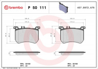 Sada brzdových destiček BREMBO P50111 - MERCEDES-BENZ