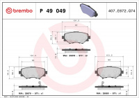 Sada brzdových destiček BREMBO P49049 - MAZDA