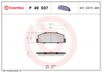 Sada brzdových destiček BREMBO P49037 - MAZDA
