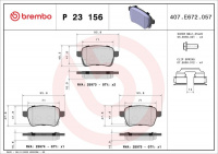 Sada brzdových destiček BREMBO P23156 - FIAT Sada brzdových destiček BREMBO P23156 - FIAT
