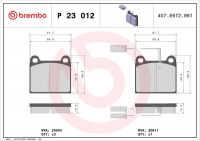Sada brzdových destiček BREMBO P23012 - ALFA ROMEO