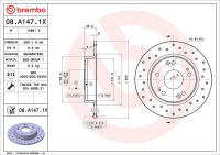 Brzdový kotouč BREMBO 08.A147.1X Brzdový kotouč BREMBO 08.A147.1X