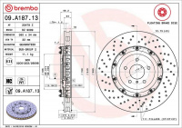 Brzdový kotouč BREMBO 09.A187.13 Brzdový kotouč BREMBO 09.A187.13