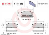 Sada brzdových destiček BREMBO P49010 - MAZDA