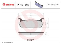Sada brzdových destiček BREMBO P49015 - MAZDA, SUZUKI