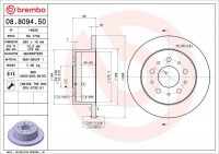 Brzdový kotouč BREMBO 08.8094.50 - CITROËN, FIAT, PEUGEOT
