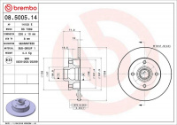 Brzdový kotouč BREMBO 08.5005.14 - SEAT, VW