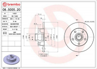 Brzdový kotouč BREMBO 08.5005.20 - VW