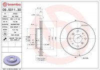 Brzdový kotouč BREMBO 09.5011.30 - ROVER