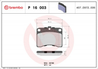 Sada brzdových destiček BREMBO P16003 - DAIHATSU, PIAGGIO