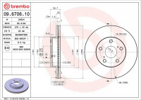Brzdový kotouč BREMBO 09.6706.10 - TOYOTA Brzdový kotouč BREMBO 09.6706.10 - TOYOTA