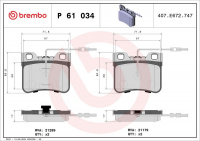 Sada brzdových destiček BREMBO P61034 - CITROËN, PEUGEOT Sada brzdových destiček BREMBO P61034 - CITROËN, PEUGEOT