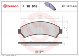Sada brzdových destiček BREMBO P10016 - CHEVROLET