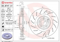 Brzdový kotouč BREMBO 09.B747.51 - MERCEDES-BENZ Brzdový kotouč BREMBO 09.B747.51 - MERCEDES-BENZ