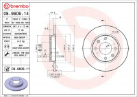 Brzdový kotouč BREMBO 08.9606.11 Brzdový kotouč BREMBO 08.9606.11