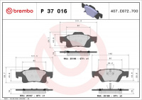 Sada brzdových destiček BREMBO P37016 - DODGE, JEEP
