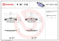 Sada brzdových destiček BREMBO P61112 - PEUGEOT