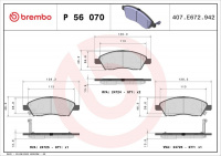 Sada brzdových destiček BREMBO P56070