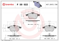 Sada brzdových destiček BREMBO P59022 - OPEL Sada brzdových destiček BREMBO P59022 - OPEL