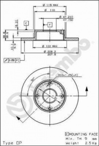 Brzdový kotouč BREMBO 08.5876.10 - DAIHATSU Brzdový kotouč BREMBO 08.5876.10 - DAIHATSU