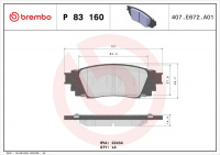Sada brzdových destiček BREMBO P83160 - LEXUS, TOYOTA