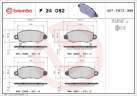 Sada brzdových destiček BREMBO P24052 - FORD