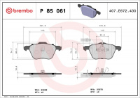 Sada brzdových destiček BREMBO P85061 - FORD, SEAT, VW