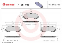 Sada brzdových destiček BREMBO P56106 - INFINITI, NISSAN