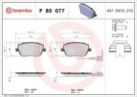 Sada brzdových destiček BREMBO P85077 - SEAT, ŠKODA, VW